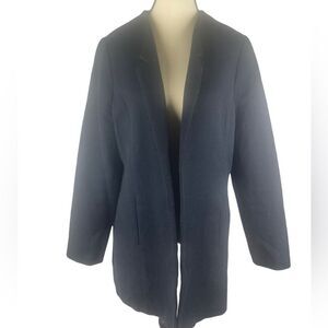 Camis‎ navy blue long open blazer cotton blend fully lined sz 46 sz 12 US